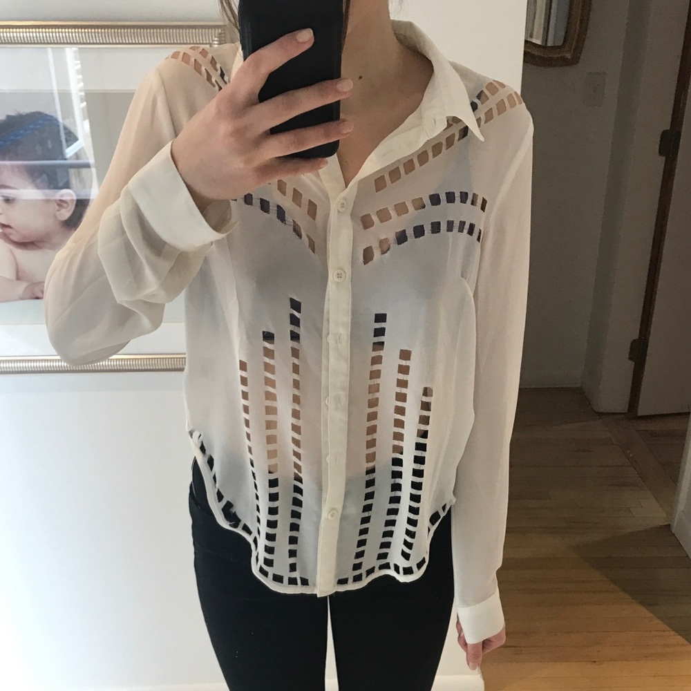 LF Cut-Out White Blouse 🌸✨